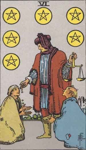 Six of Pentacles tarot card meaning
