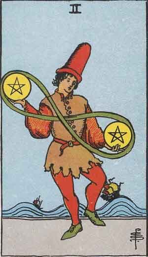 Two of Pentacles tarot card meaning